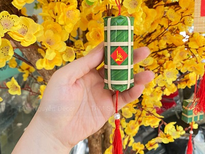 Set 06 mô hình bánh chưng bánh tét mini [Bằng giấy - Cute] Cao 5-8cm CHUNGTET-05